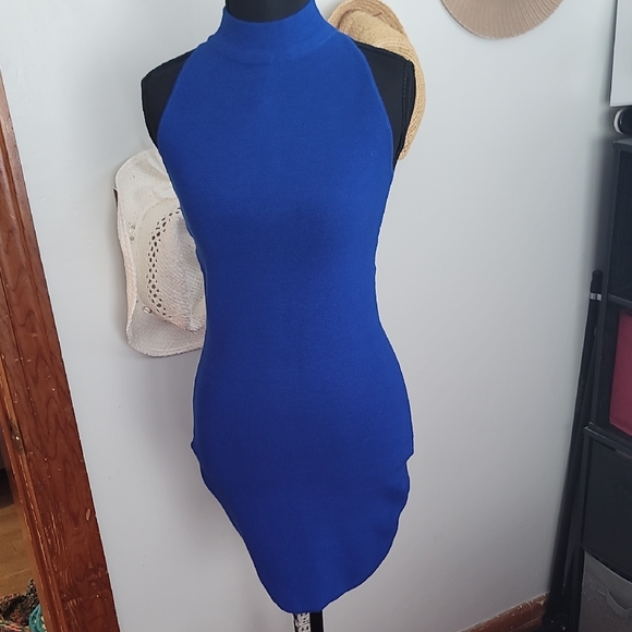 Olivaceous Dresses & Skirts - Olivaceous Vibrant Blue Bodycon  Halter Mini Dress